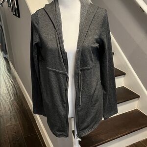 Zella Charcoal Heather Zippered Hoodie Lightweight Jacket. Warm & Cozy. Sz.Lg